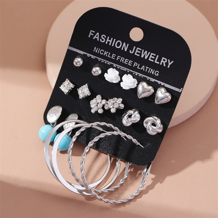 Wholesale Earrings Alloy Faux Pearl Circle Combination Set JDC-ES-GuTe034