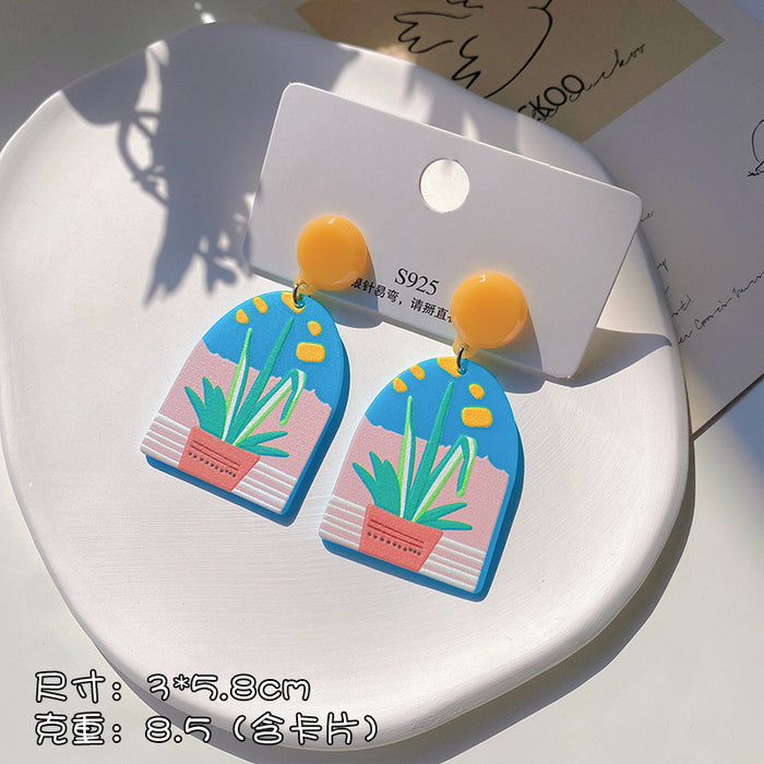 Jewelry WholesaleWholesale geometric candy color graffiti embossed stud stud earrings MOQ≥2 JDC-ES-XiaY002 Earrings 夏樱 %variant_option1% %variant_option2% %variant_option3%  Factory Price JoyasDeChina Joyas De China