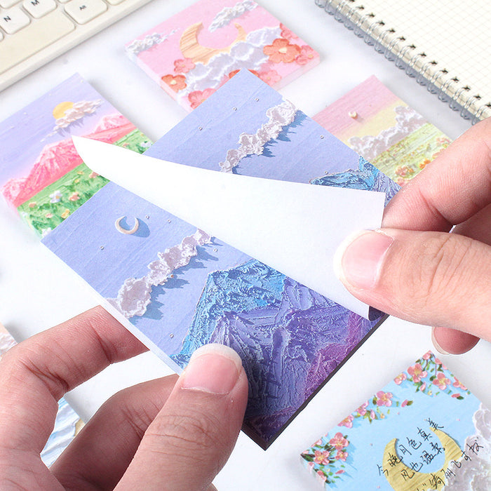 Wholesale sticky note paper creative oil painting landscape MOQ≥2 JDC-NK-LGT004