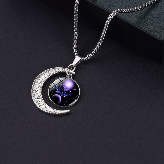 Wholesale Necklace Stainless Steel Zodiac Moon MOQ≥2 JDC-NE-YonY001