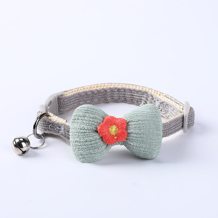 Wholesale Adjustable Polyester Pet Bow Cat Decorative Collar MOQ≥2 JDC-PD-LeC001