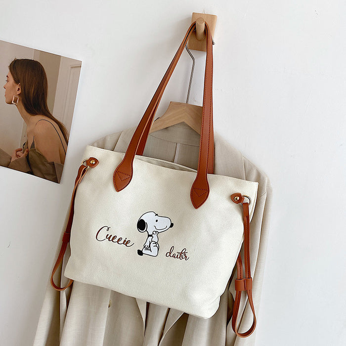 Wholesale puppy print canvas bag creative letter shoulder cotton bag JDC-SD-Wanan001