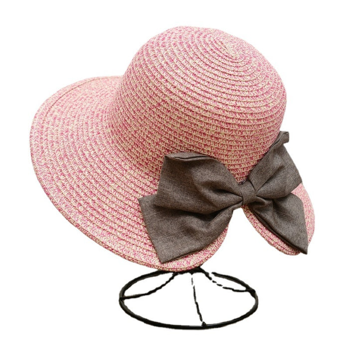 Wholesale bifurcated big bow foldable sun hat MOQ≥2 JDC-FH-XYun002