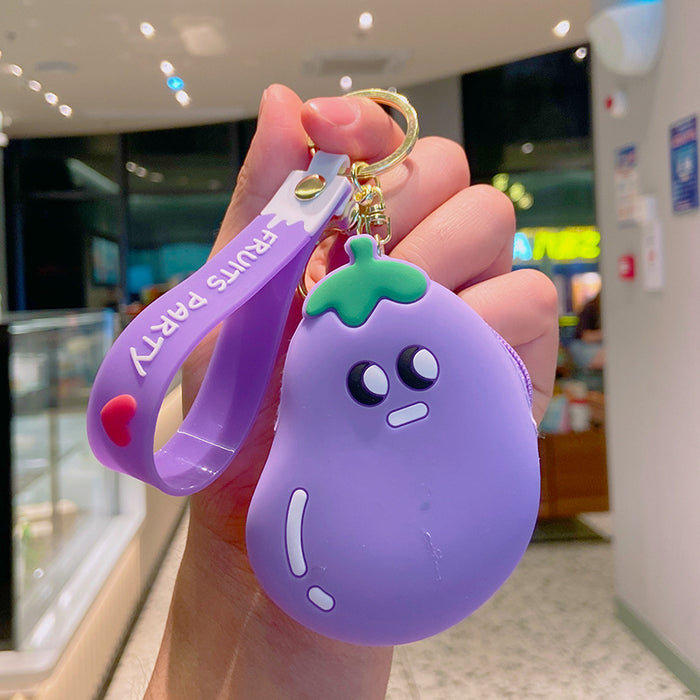 Wholesale Fruit Avocado Silicone Coin Purse Keychain JDC-KC-YDao015