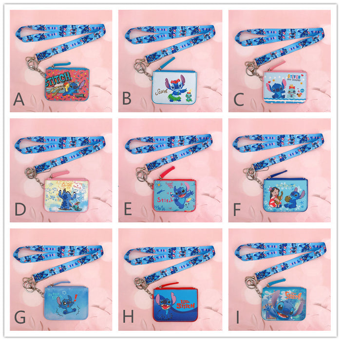 Wholesale PU Card Holder Coin Purse with Keychain Lanyard JDC-KC-YaLL001