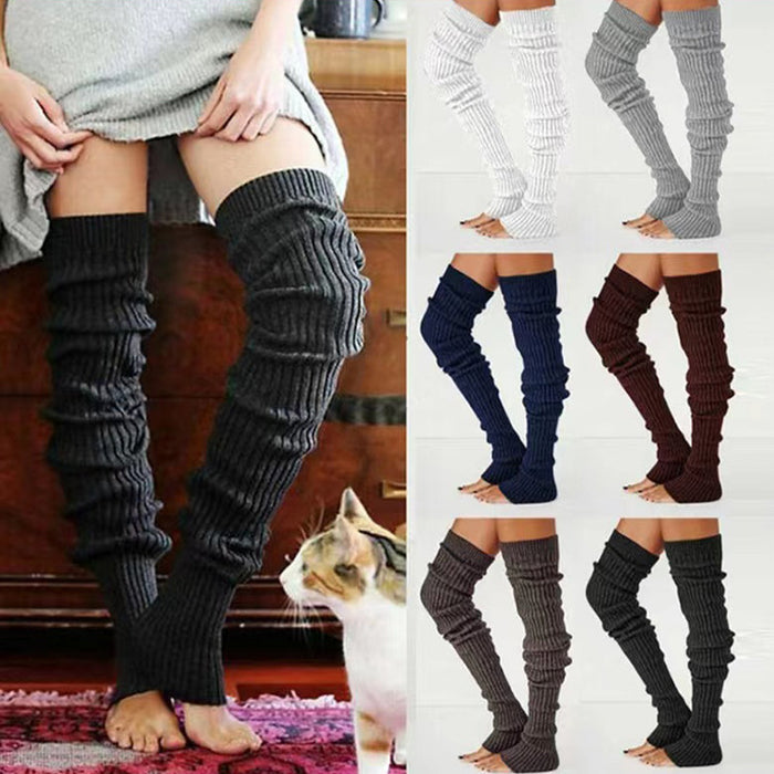 Wholesale Socks Acrylic Solid Color Over Knee Knit Pile Socks Stockings JDC-SK-QAng016