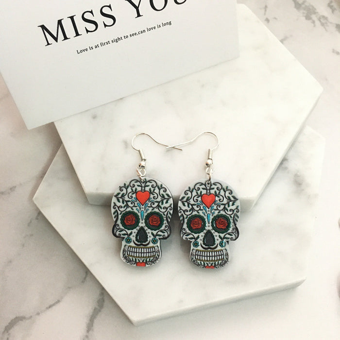 Wholesale Acrylic Skull Drop Earrings JDC-ES-Yiy001