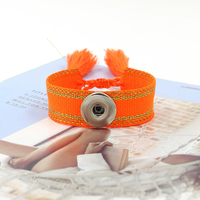 Jewelry WholesaleWholesale colorful woven Noosa buckle ribbon tassel Bracelet JDC-BT-KuN001 Bracelet 酷牛 %variant_option1% %variant_option2% %variant_option3%  Factory Price JoyasDeChina Joyas De China