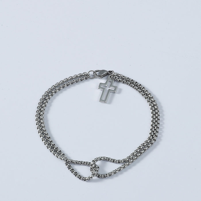 Wholesale Cross Hollow Titanium Steel Bracelet JDC-BT-LongR003