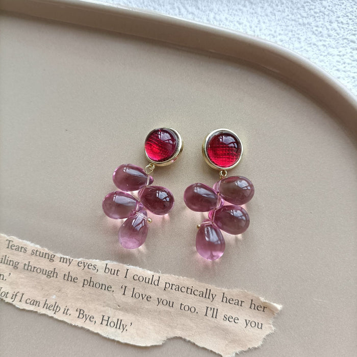 Jewelry WholesaleWholesale s925 silver transparent round grape bunch beads water drop glass vintage earrings JDC-ES-MiH002 Earrings 米穗 %variant_option1% %variant_option2% %variant_option3%  Factory Price JoyasDeChina Joyas De China