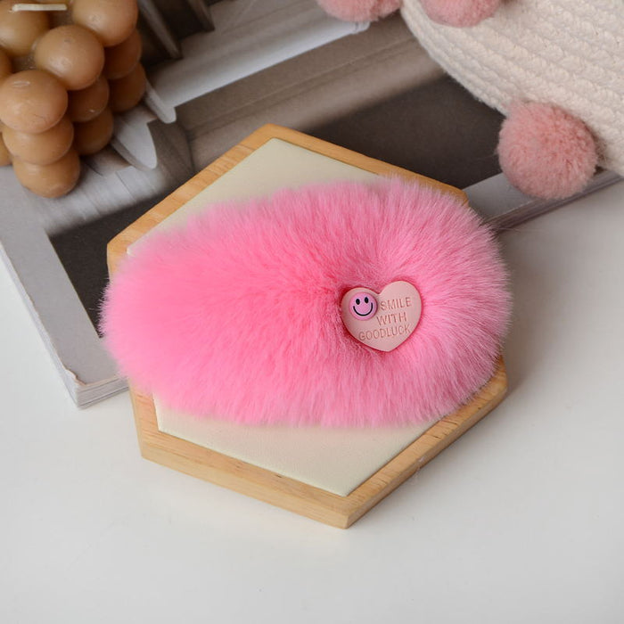 Wholesale Hair Clips Faux Rex Rabbit Fur Plush Cute Peach Heart MOQ≥2 JDC-HC-YEYE001