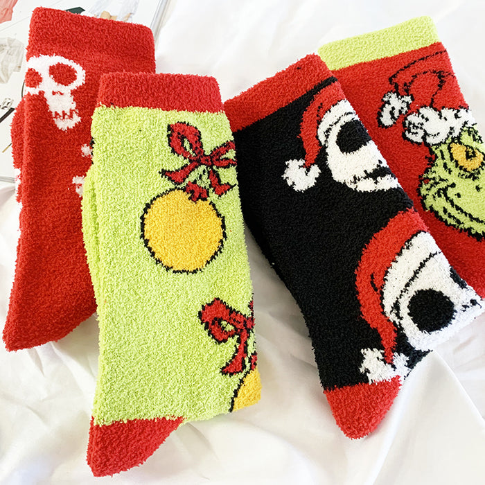 Wholesale Sock Coral Fleece Medium Tube Breathable Sweat-absorbent Christmas JDC-SK-YiYan029