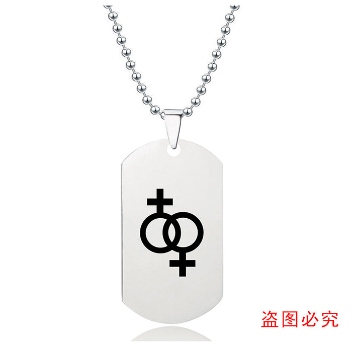 Wholesale LGBT Gay Story Small Gift Lettering Titanium Steel Necklace JDC-NE-GangG006