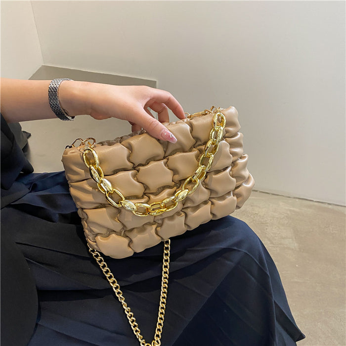 Wholesale Shoulder Bag PU Plaid Thick Chain Handheld Small Square Bag JDC-SD-Chunyao003