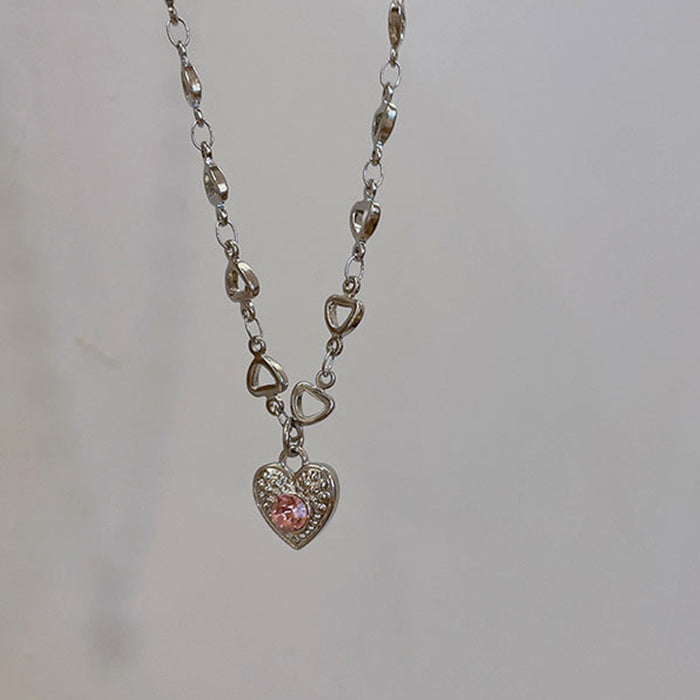 Jewelry WholesaleWholesale Pink Diamond Love Titanium Steel Color Fade Necklace JDC-NE-cy062 necklaces 纯影 %variant_option1% %variant_option2% %variant_option3%  Factory Price JoyasDeChina Joyas De China