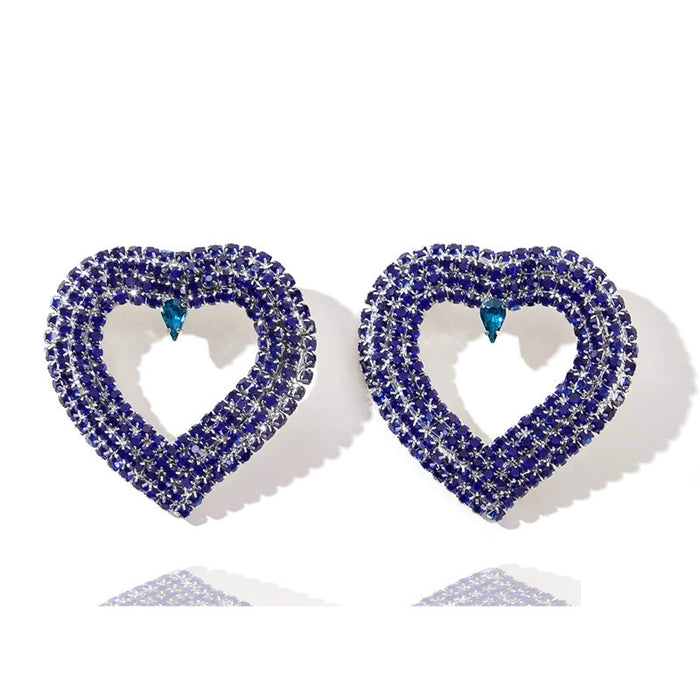 Wholesale love earrings women's heart-shaped rhinestones super flash MOQ≥2 JDC-ES-qifu002