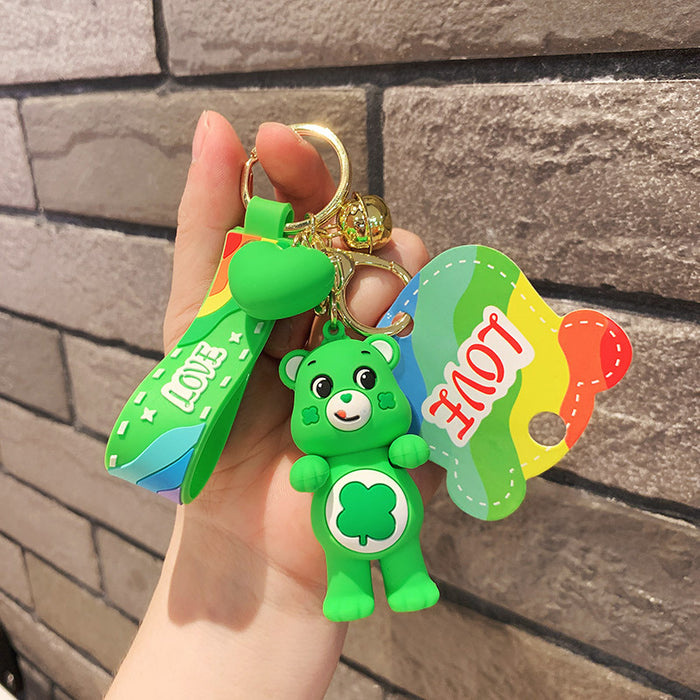 Wholesale Cartoon PVC Silicone Rainbow Bear Keychain (M) JDC-KC-JCai024