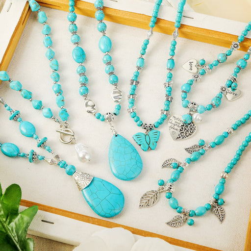 Jewelry WholesaleWholesale Turquoise Pendant Beaded Boho Ethnic Necklace Earrings Bracelet Set JDC-NE-GSJY010  嘉溢 %variant_option1% %variant_option2% %variant_option3%  Factory Price JoyasDeChina Joyas De China