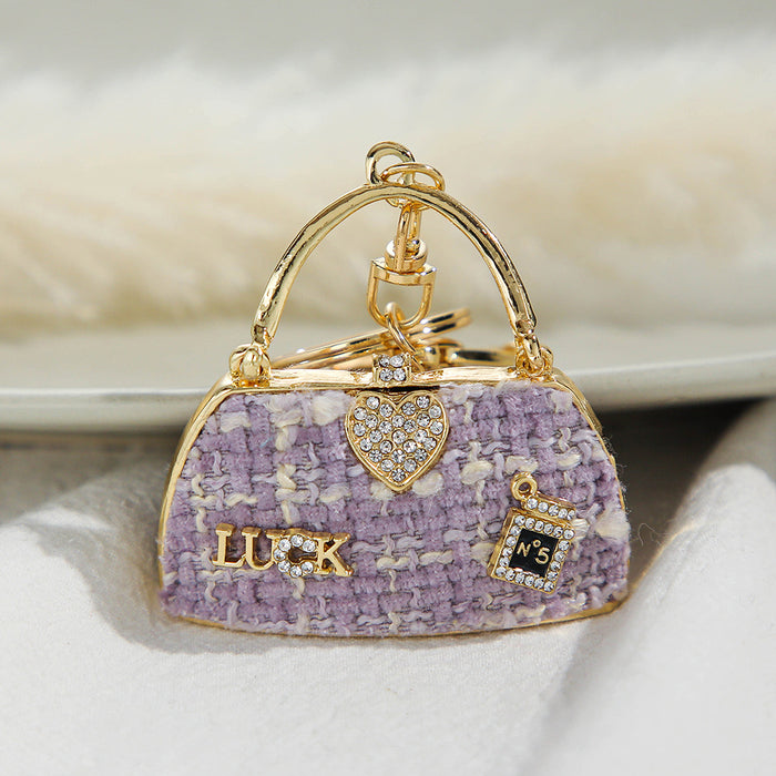 Wholesale Flannel Rhinestone Bag Shape Alloy Keychain MOQ≥2 JDC-KC-ChaoK022