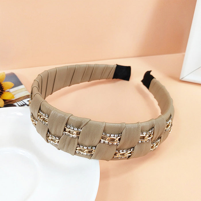 Wholesale Headband PU Leather Rhinestones JDC-HD-ChaoX006