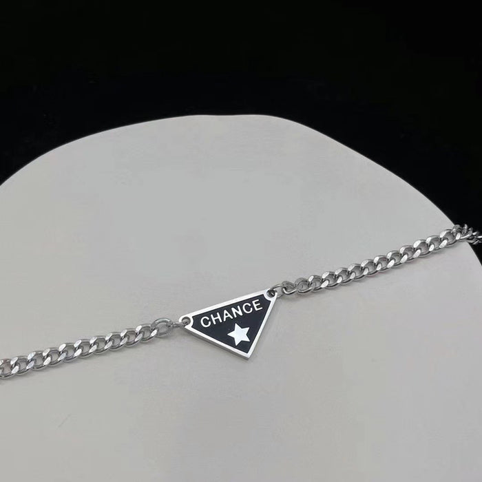 Jewelry WholesaleWholesale triangle drip oil English letter titanium steel necklace JDC-NE-ShiY008 Necklaces 仕缘 %variant_option1% %variant_option2% %variant_option3%  Factory Price JoyasDeChina Joyas De China