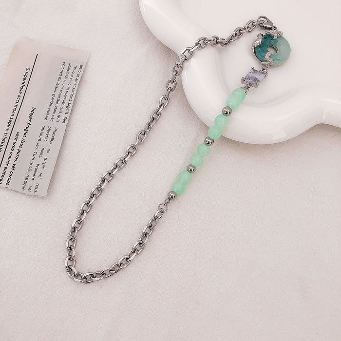 Wholesale necklace female ins niche design round jade tassel JDC-NE-NQ001