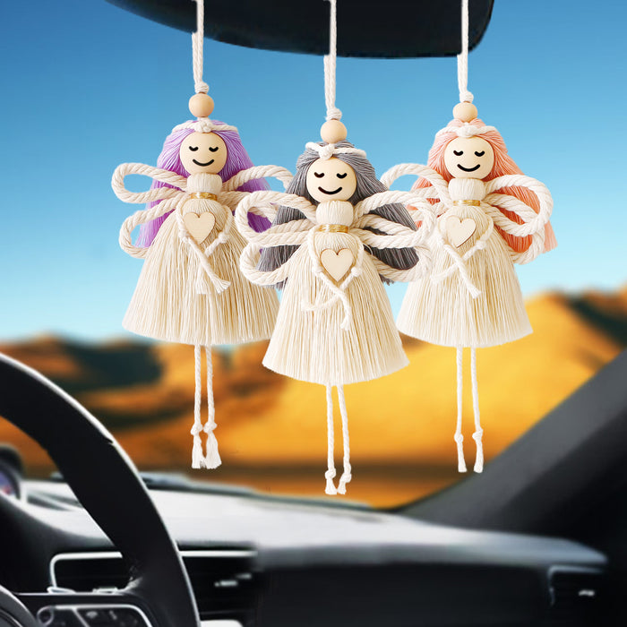 Jewelry WholesaleWholesale Cotton Rope Wood Beads Weaving Handmade Angel Car Ornament MOQ≥2 JDC-DC-JM002 Dreamcatcher 杰米 %variant_option1% %variant_option2% %variant_option3%  Factory Price JoyasDeChina Joyas De China