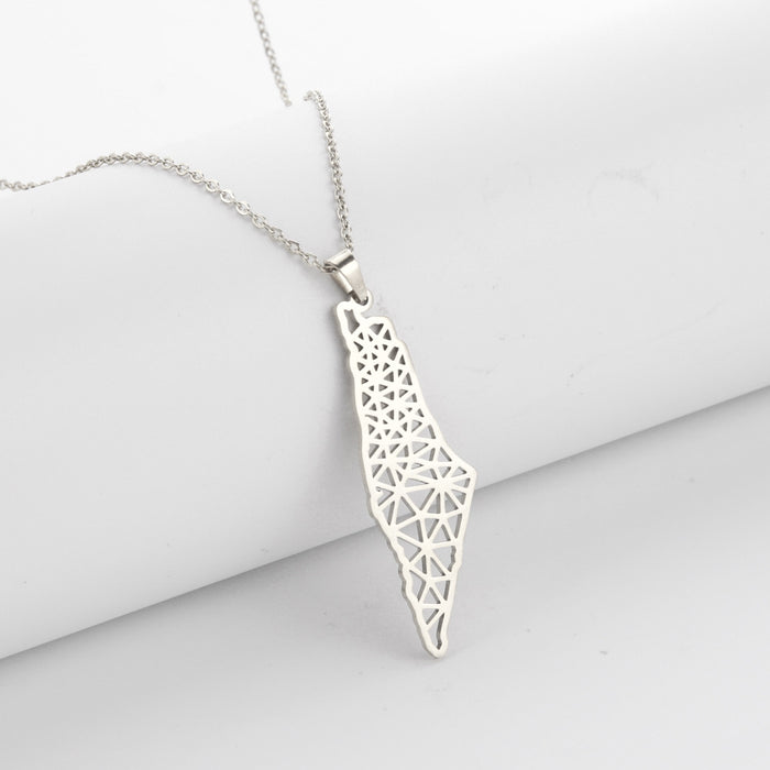 Wholesale Necklace Stainless Steel Irregular Triangle Pattern Hollow JDC-NE-QiJu007