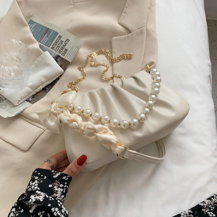 Wholesale Shoulder Bag PU Pearl Pleated Cloud Underarm Bag JDC-SD-Mingy001