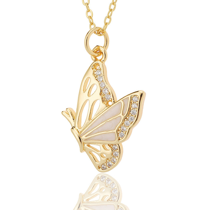 Jewelry WholesaleWholesale Jewelry Drop Oil Painted Butterfly Pendant Necklace JDC-NE-HX019 Necklaces 鸿玺 %variant_option1% %variant_option2% %variant_option3%  Factory Price JoyasDeChina Joyas De China