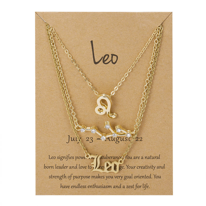 Jewelry WholesaleWholesale zodiac sign paper card necklace three-pack JDC-NE-YinH021 Necklaces 颖皓 %variant_option1% %variant_option2% %variant_option3%  Factory Price JoyasDeChina Joyas De China