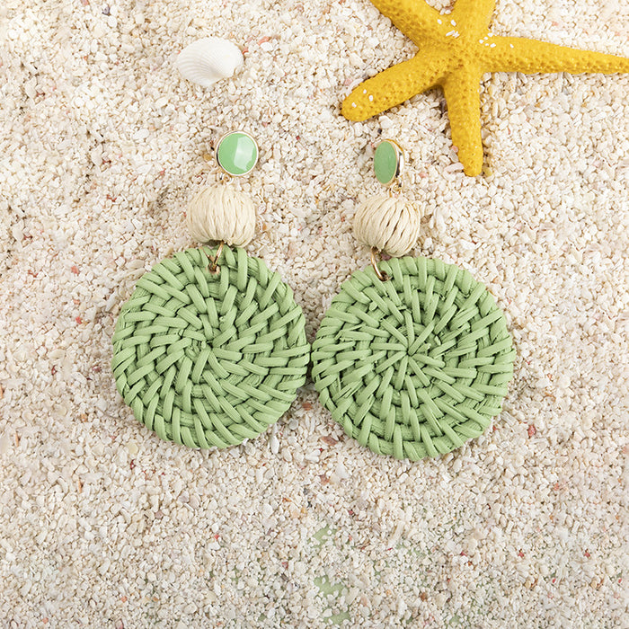 Wholesale Candy Color Rattan Holiday Style Earrings  MOQ≥3 JDC-ES-XLH004