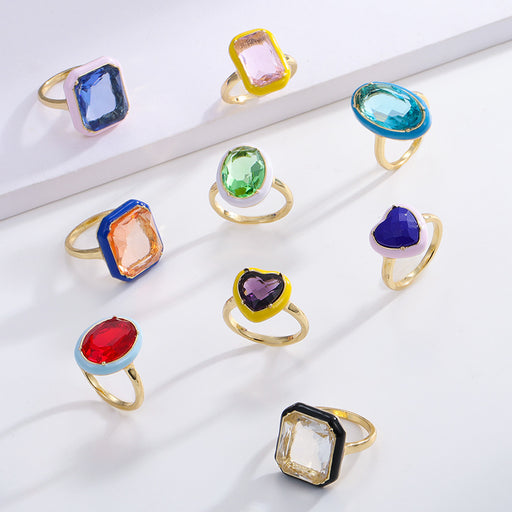 Jewelry WholesaleWholesale Gemstone Enamel Alloy Zircon Ring JDC-RS-KenJ001 Rings 肯杰 %variant_option1% %variant_option2% %variant_option3%  Factory Price JoyasDeChina Joyas De China