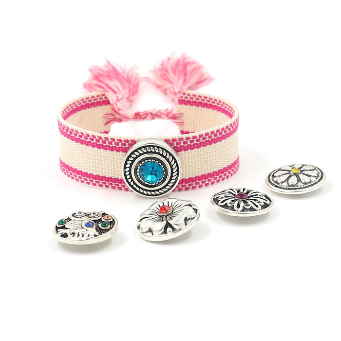 Jewelry WholesaleWholesale colorful woven Noosa buckle ribbon tassel Bracelet JDC-BT-KuN001 Bracelet 酷牛 %variant_option1% %variant_option2% %variant_option3%  Factory Price JoyasDeChina Joyas De China