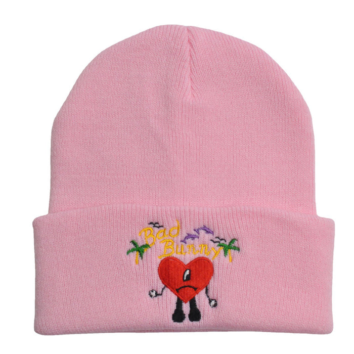 Wholesale Hat Acrylic Heart Embroidery Knitted Hat MOQ≥2 (F) JDC-FH-XRong004