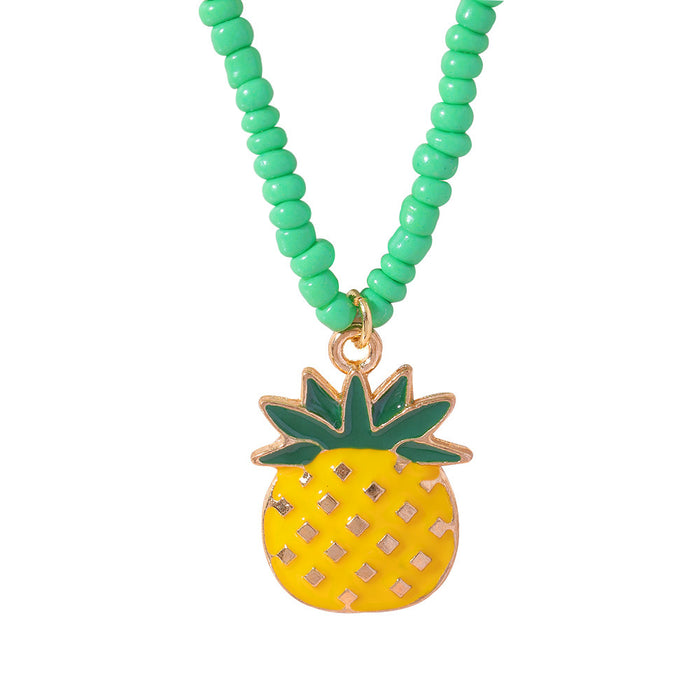 Wholesale Necklace Alloy Kids Cute Pineapple Beaded Necklace MOQ≥2 JDC-NE-ZJ042