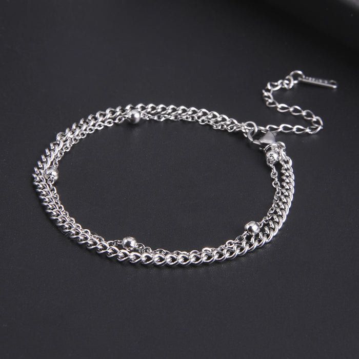 Wholesale Bracelet Stainless Steel Double Layered Strap Bead Chain JDC-BT-QiJu012