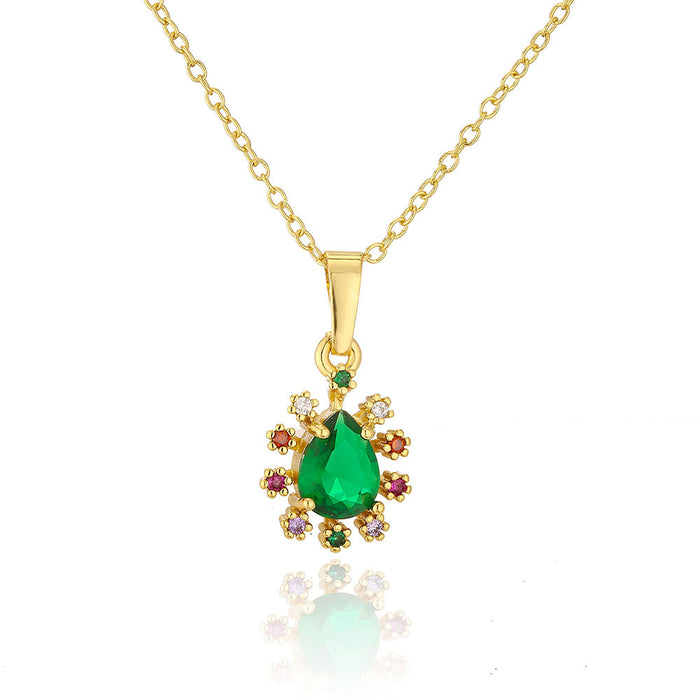 Wholesale Zircon Demon Eye Geometric Green Necklace JDC-NE-AG153