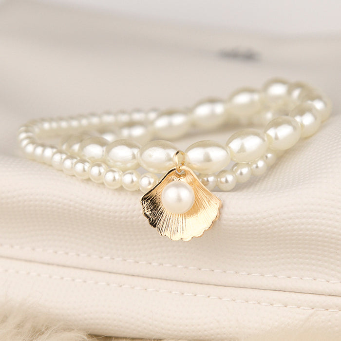 Jewelry WholesaleWholesale Retro Simple Shell Imitation Pearl Set Anklet JDC-AS-Ly013 Anklets 乐钰 %variant_option1% %variant_option2% %variant_option3%  Factory Price JoyasDeChina Joyas De China