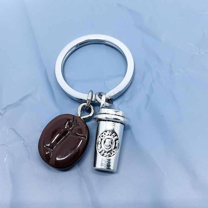 Wholesale Metal Coffee Cup Resin Coffee Bean Keychain MOQ≥2 JDC-KC-GSCT005