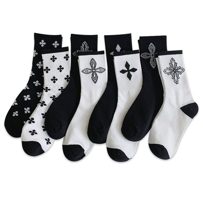 Wholesale black and white socks women's socks for spring and summer outer wear (F) JDC-SK-CYu005