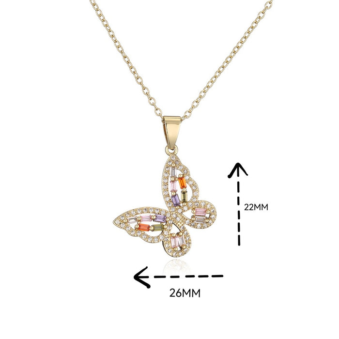 Jewelry WholesaleWholesale personality hip hop design sense colorful zircon butterfly necklace JDC-NE-ShangY003 Necklaces 尚易 %variant_option1% %variant_option2% %variant_option3%  Factory Price JoyasDeChina Joyas De China