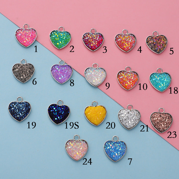 Wholesale Heart Shape Stainless Steel Resin Gypsophila Pendant 20pcs JDC-PT-MinP005