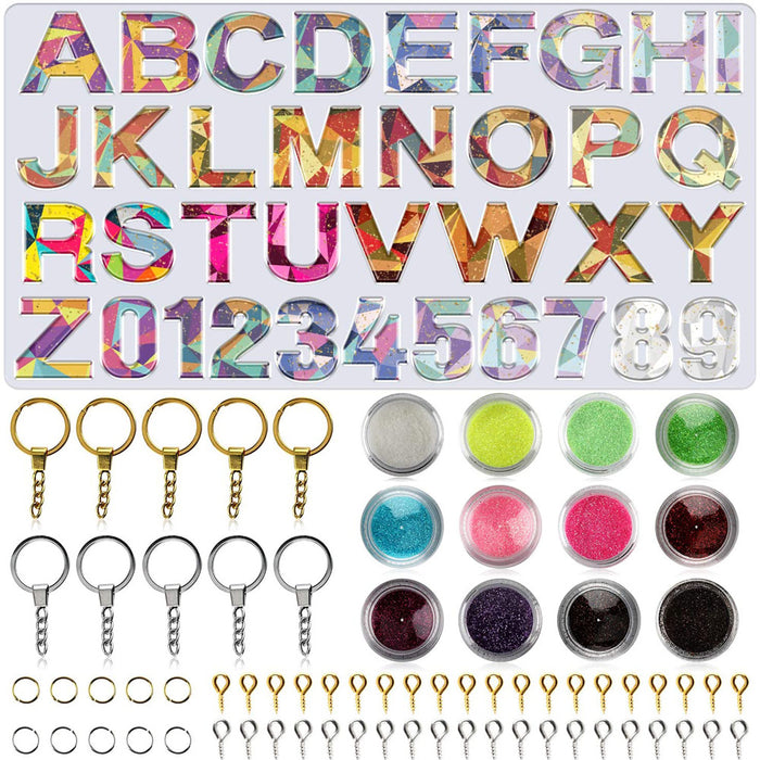 Jewelry WholesaleWholesale Number Pinyin Alphabet Epoxy Mould Set Pendant Resin Silicone MOQ≥2 JDC-KC-ChHong002 Keychains 创宏 %variant_option1% %variant_option2% %variant_option3%  Factory Price JoyasDeChina Joyas De China