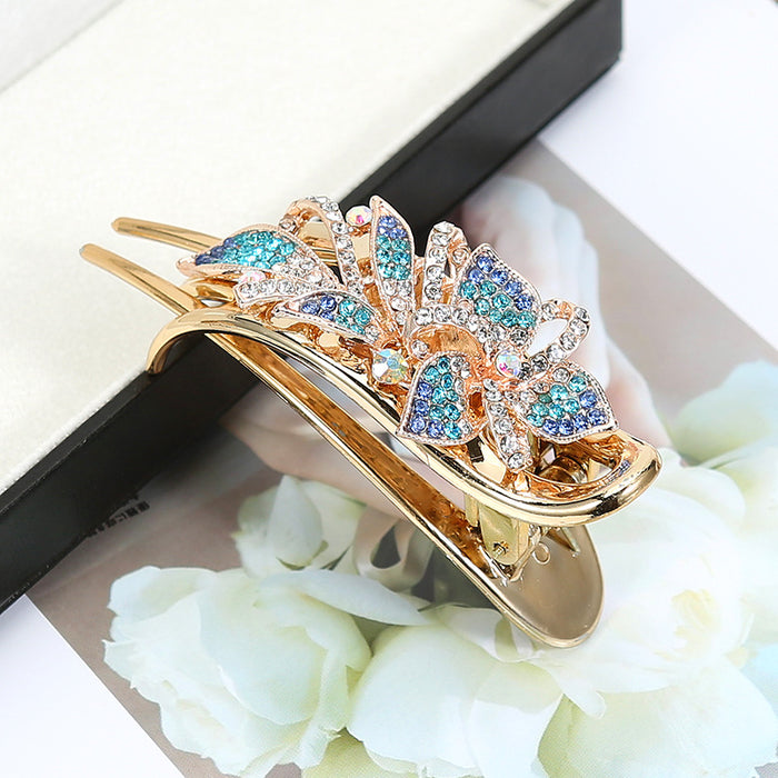 Wholesale Hair Clips Alloy Rhinestone Butterfly Tri-Clip Elegant MOQ≥2 JDC-HC-HG012