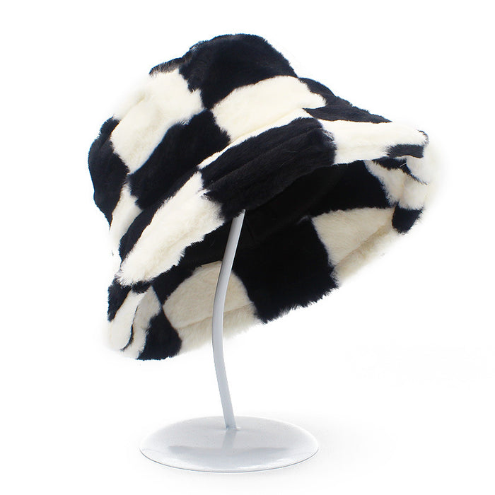 Wholesale Fisherman Hat Plush Black And White Plaid JDC-FH-RHeng013