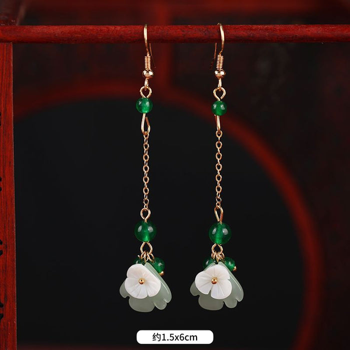 Wholesale antique earrings women's red agate pearl long JDC-ES-Luox006