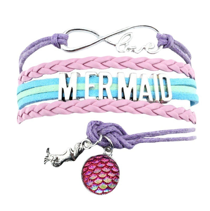 Wholesale Bracelet Alloy Mermaid Fish Scale Hand Woven Bracelet MOQ≥2 JDC-BT-FengR004