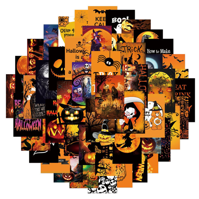 Wholesale Stickers PVC Waterproof Halloween Pumpkin 50 Stickers JDC-ST-HQiao002