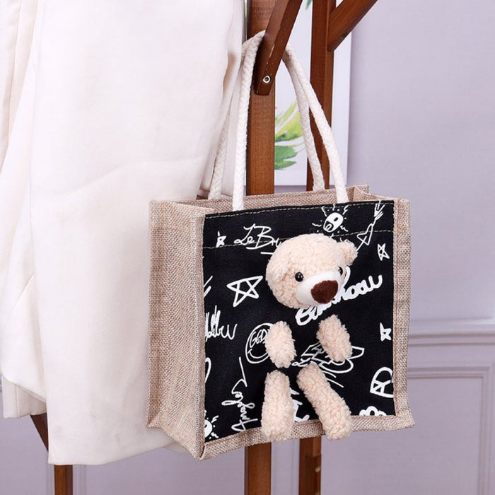 Jewelry WholesaleWholesale cute bear canvas personalized graffiti Bento bag hand bag  (F) JDC-HB-Aiben005 Handbags 艾奔 %variant_option1% %variant_option2% %variant_option3%  Factory Price JoyasDeChina Joyas De China